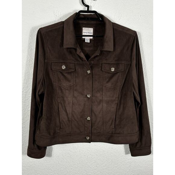 Tommy Bahama Salina Sands FauxSuede Jacket Womens Size XL Chocolate Brown